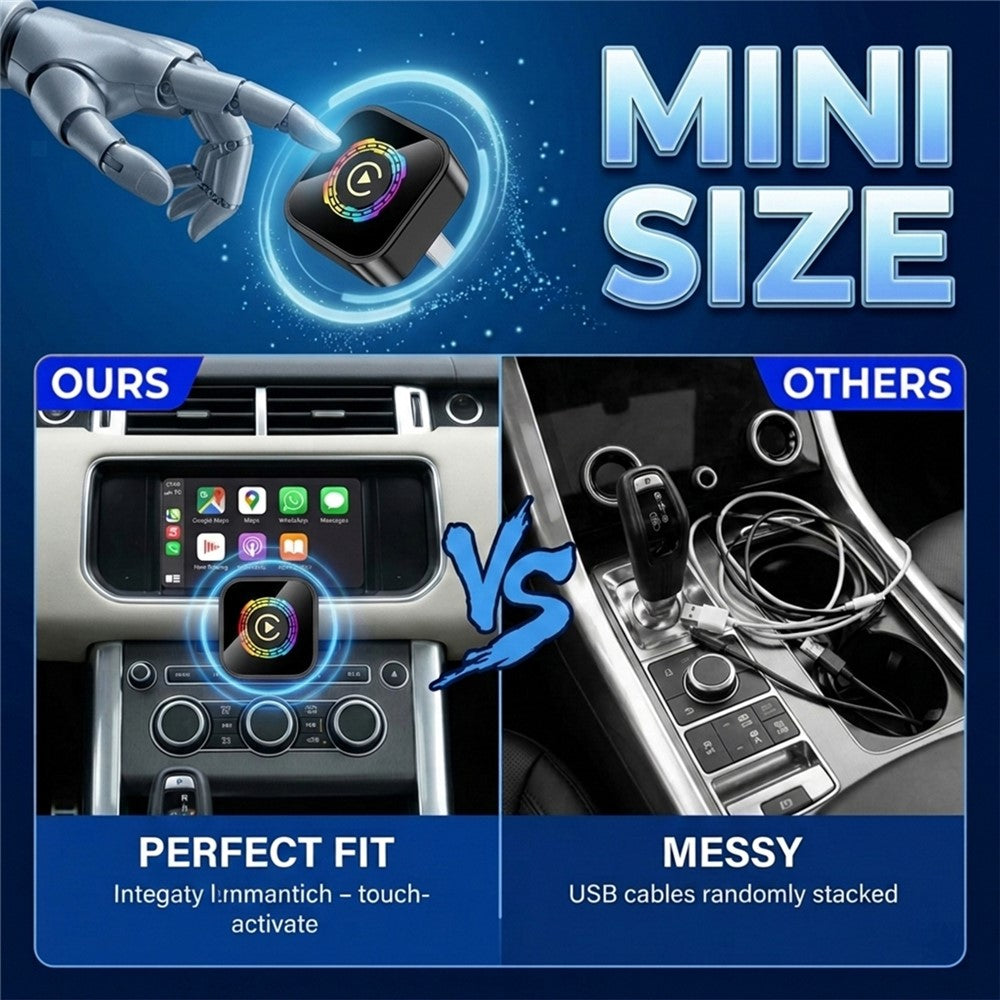 Q1A 2-in-1 Wireless CarPlay Android Auto Adapter BT5.0 Dual Band WiFi USB Dongle with One-Button Switching