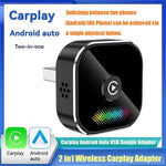 Q1A 2-i-1 Kablet til Trådløs CarPlay Android Auto Adapter Bluetooth-kompatibel 5.0 USB-dongle med knap til bil
