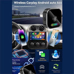 Q1A 2-i-1 Kablet til Trådløs CarPlay Android Auto Adapter Bluetooth-kompatibel 5.0 USB-dongle med knap til bil