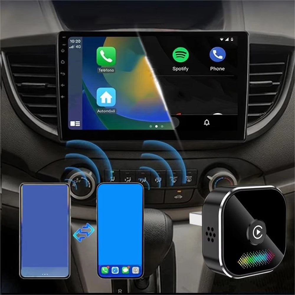 Q1A 2-i-1 Kablet til Trådløs CarPlay Android Auto Adapter Bluetooth-kompatibel 5.0 USB-dongle med knap til bil