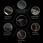 38cm Car Steering Wheel Cover PU Leather Diamond Embossed Anti-slip Inner Ring Steering Wheel Protector