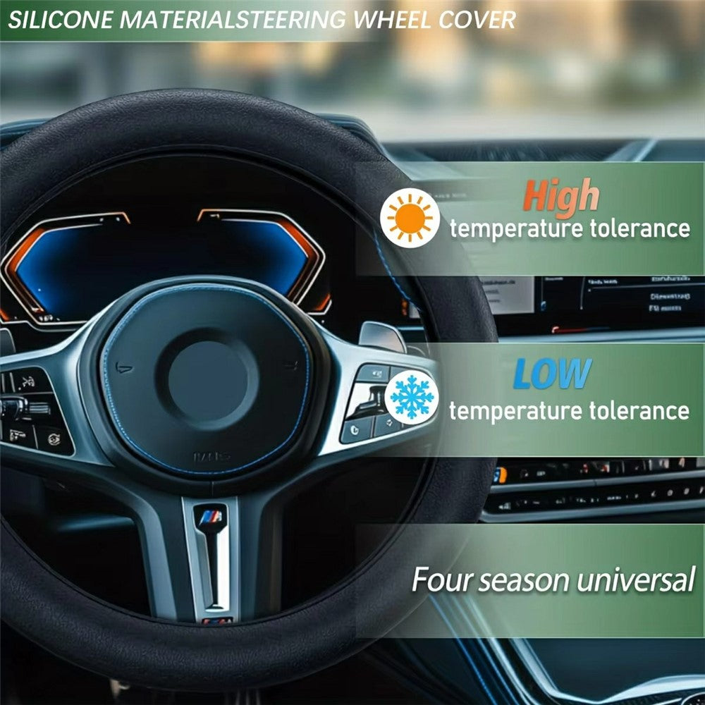 Universal Silicone Steering Wheel Cover Anti-slip 32-47cm Diameter Steering Wheel Sleeve Protector