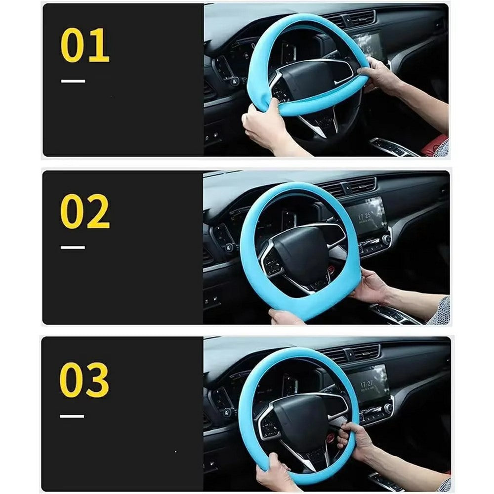 Universal Silicone Steering Wheel Cover Anti-slip 32-47cm Diameter Steering Wheel Sleeve Protector
