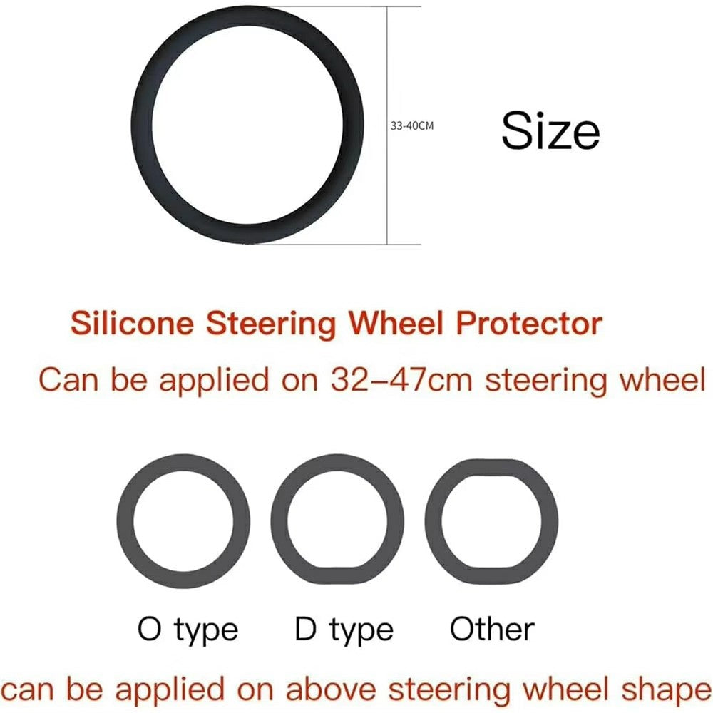 Universal Silicone Steering Wheel Cover Anti-slip 32-47cm Diameter Steering Wheel Sleeve Protector