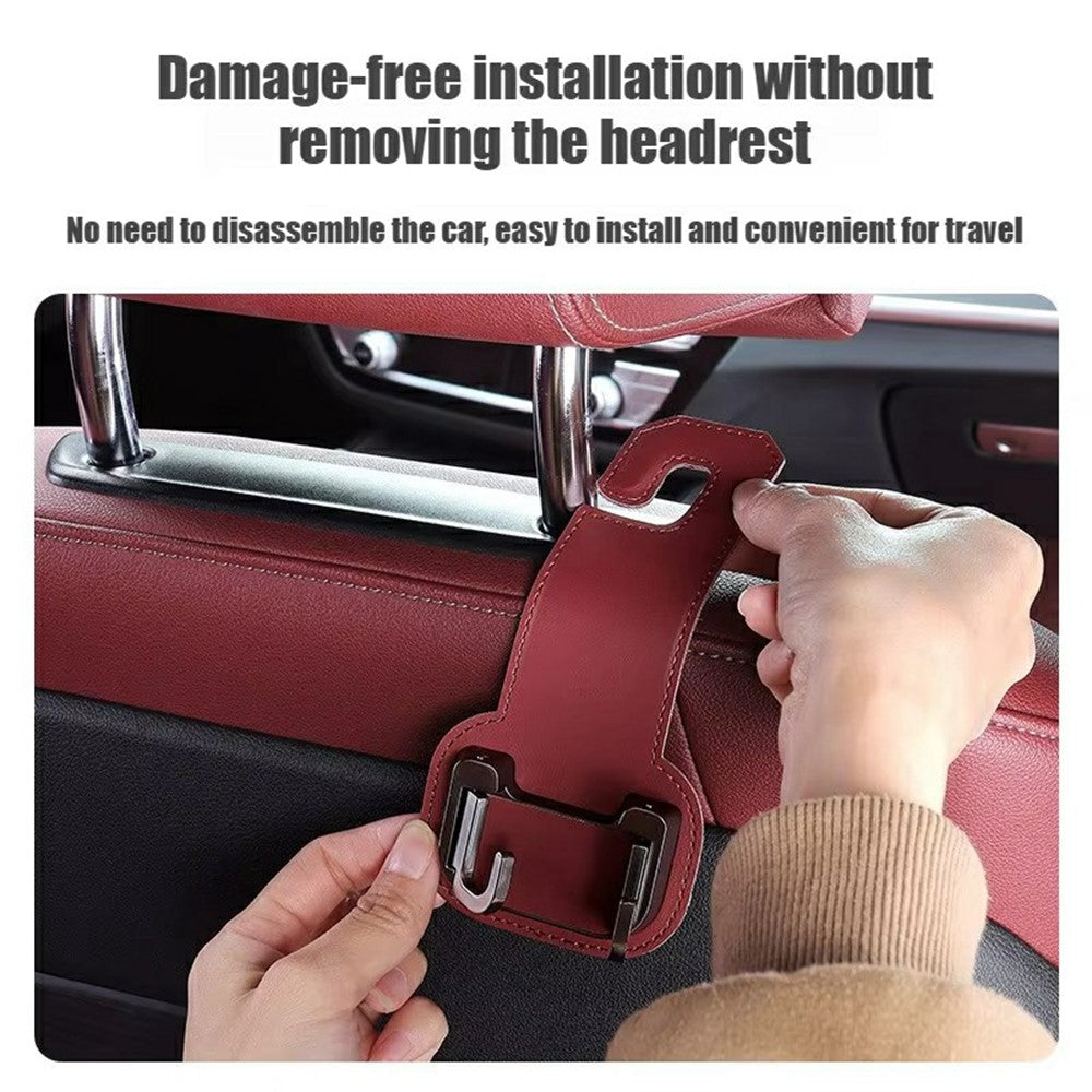 Car Headrest Hook Foldable Metal Seat Back Hanger Multi-function Hidden Hook for Handbag Grocery