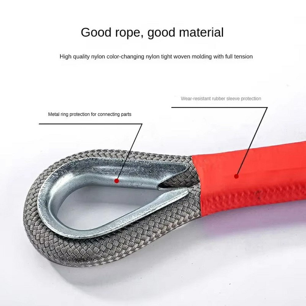 3m 5 Ton Car Tow Rope Night Safety Reflective Emergency Rescue Strap with 2 Heavy Duty D-Shackles