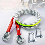 3m 5 Ton Car Tow Rope Night Safety Reflective Emergency Rescue Strap with 2 Heavy Duty D-Shackles