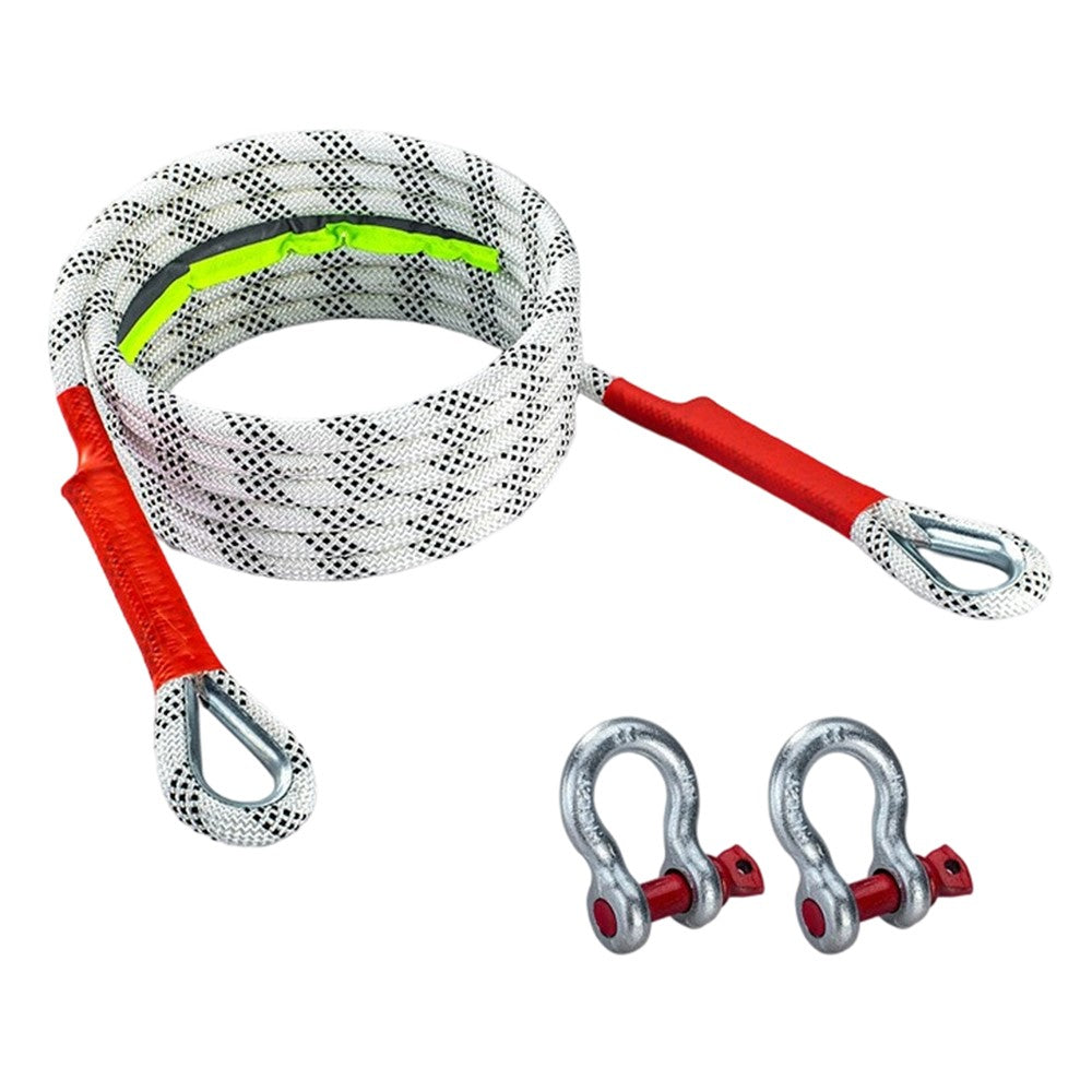 5m 10 Ton Car Tow Rope Night Safety Reflective Emergency Rescue Strap with 2 Heavy Duty D-Shackles