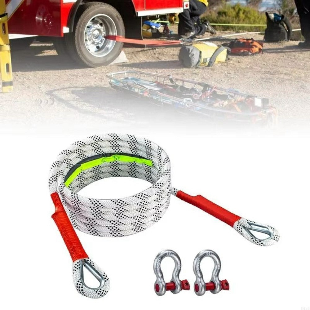 5m 10 Ton Car Tow Rope Night Safety Reflective Emergency Rescue Strap with 2 Heavy Duty D-Shackles