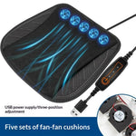 Summer Cooling Seat Cushion with 5 Fans 3-Speed Adjustable USB Car Breathable Mesh Pad