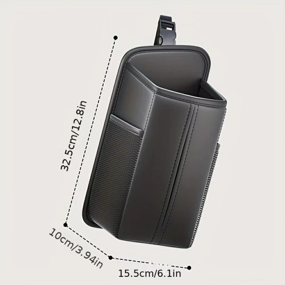 PU Leather Car Seat Side Organizer Tissue Box Holder Multi-Functional Storage Bag with Side Pockets