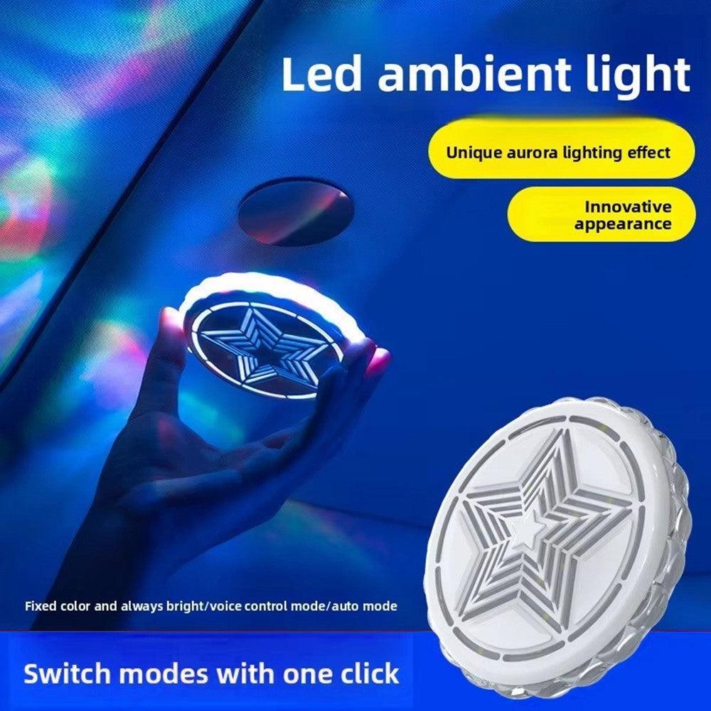 LED Bil Omgivelseslys USB Genopladeligt Magnetisk Aurora Atmosfærelys Stemmestyring til Interiør