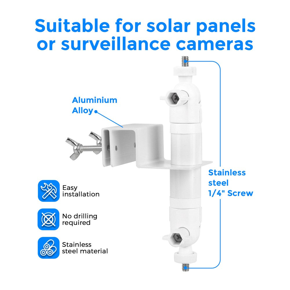 Gutter Mount Bracket No Drilling 360 Degree Adjustable Double Ball Head Clamp for Security Camera Solar Panel Holder Stand