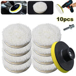 10Pcs 3 Inch Car Polishing Pads Set Wool Buffing Sponge Pads Kit for Car Cleaning Waxing