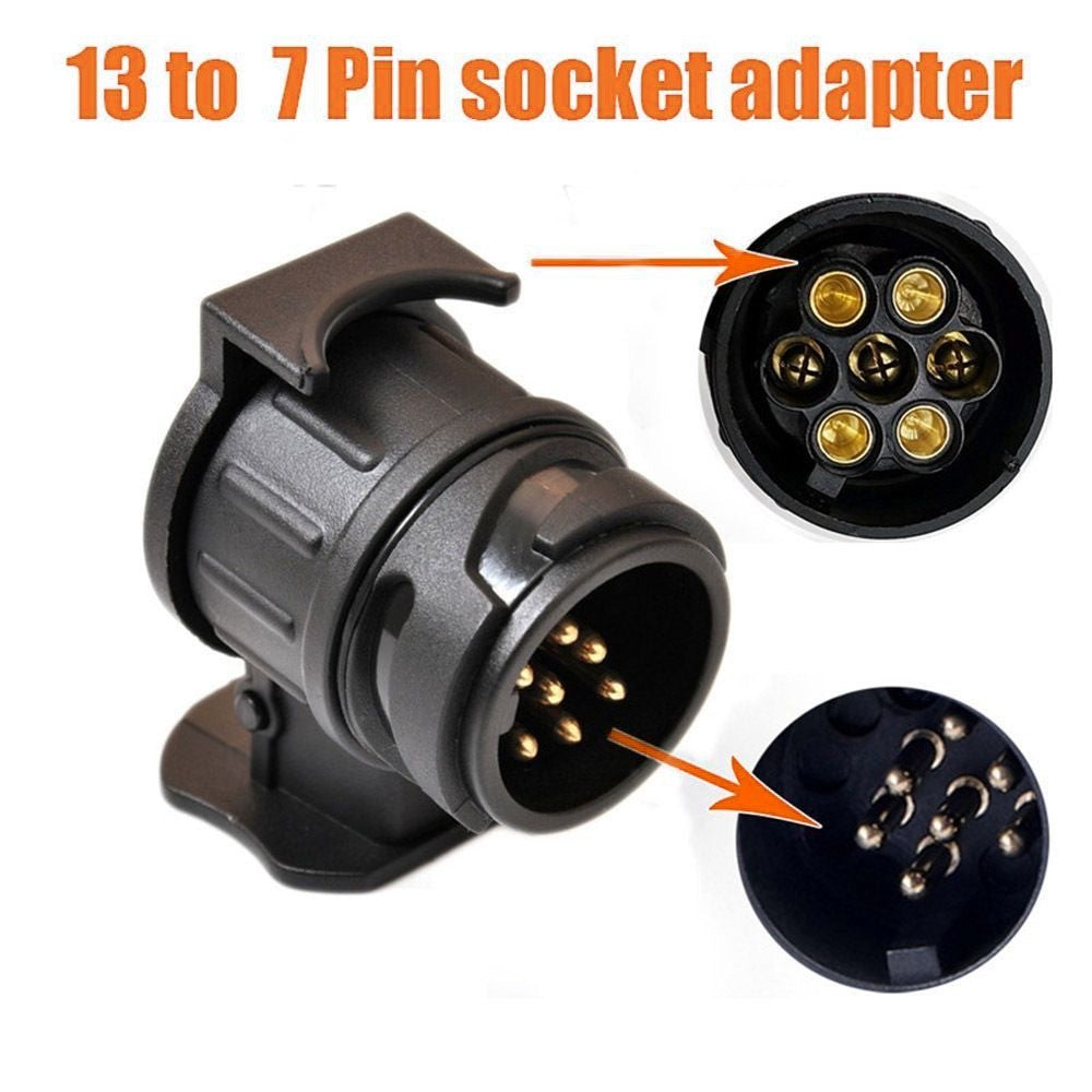 2Pcs 13 Pin to 7 Pin Trailer Adapter Caravan Truck Towbar Car Plug Adapter 12V EU Socket Converter