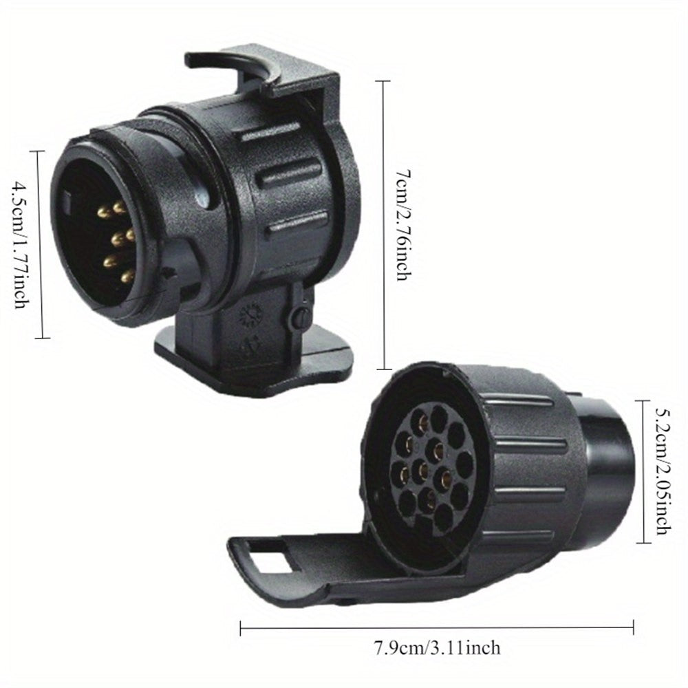 2Pcs 13 Pin to 7 Pin Trailer Adapter Caravan Truck Towbar Car Plug Adapter 12V EU Socket Converter