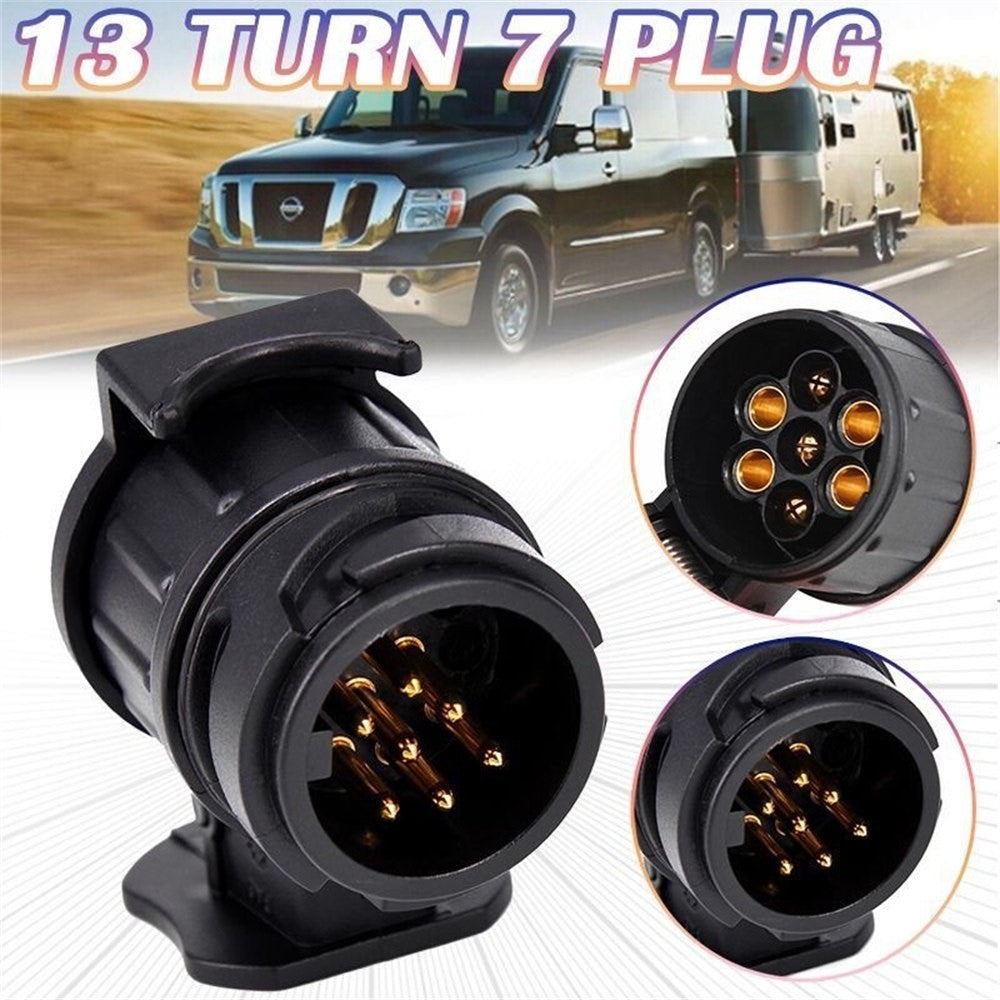 2Pcs 13 Pin to 7 Pin Trailer Adapter Caravan Truck Towbar Car Plug Adapter 12V EU Socket Converter
