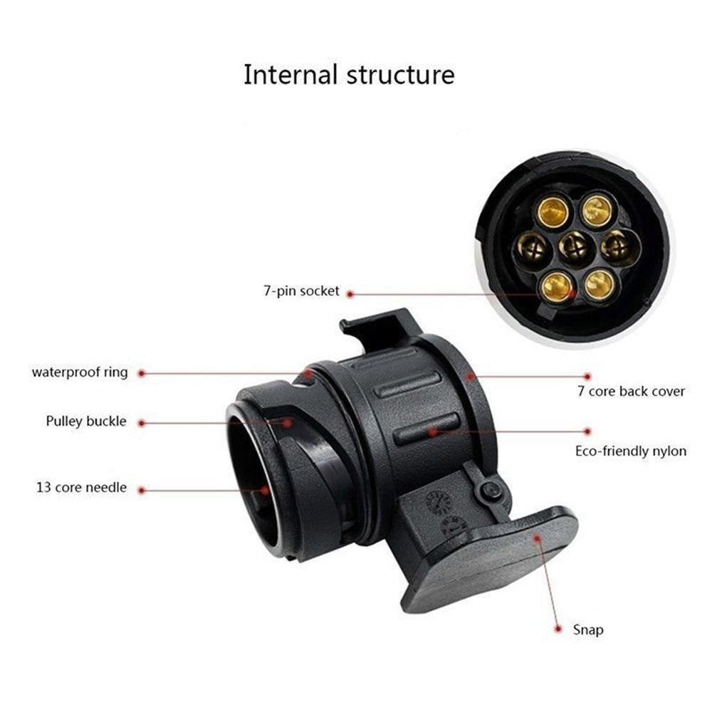2Pcs 13 Pin to 7 Pin Trailer Adapter Caravan Truck Towbar Car Plug Adapter 12V EU Socket Converter