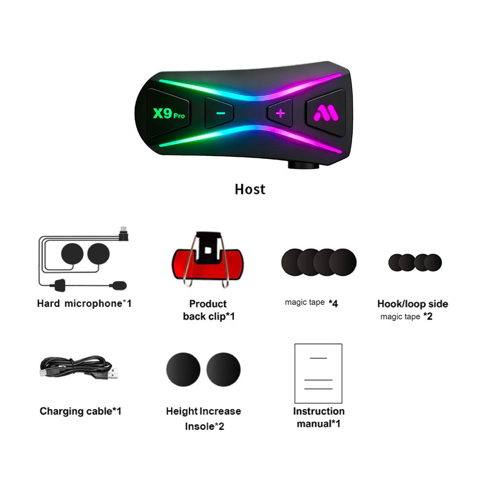 X9 Pro IPX6 Waterproof Helmet Bluetooth-compatible Earphones Wireless Motorcycle Riding Intercom Headset with Hard Mic