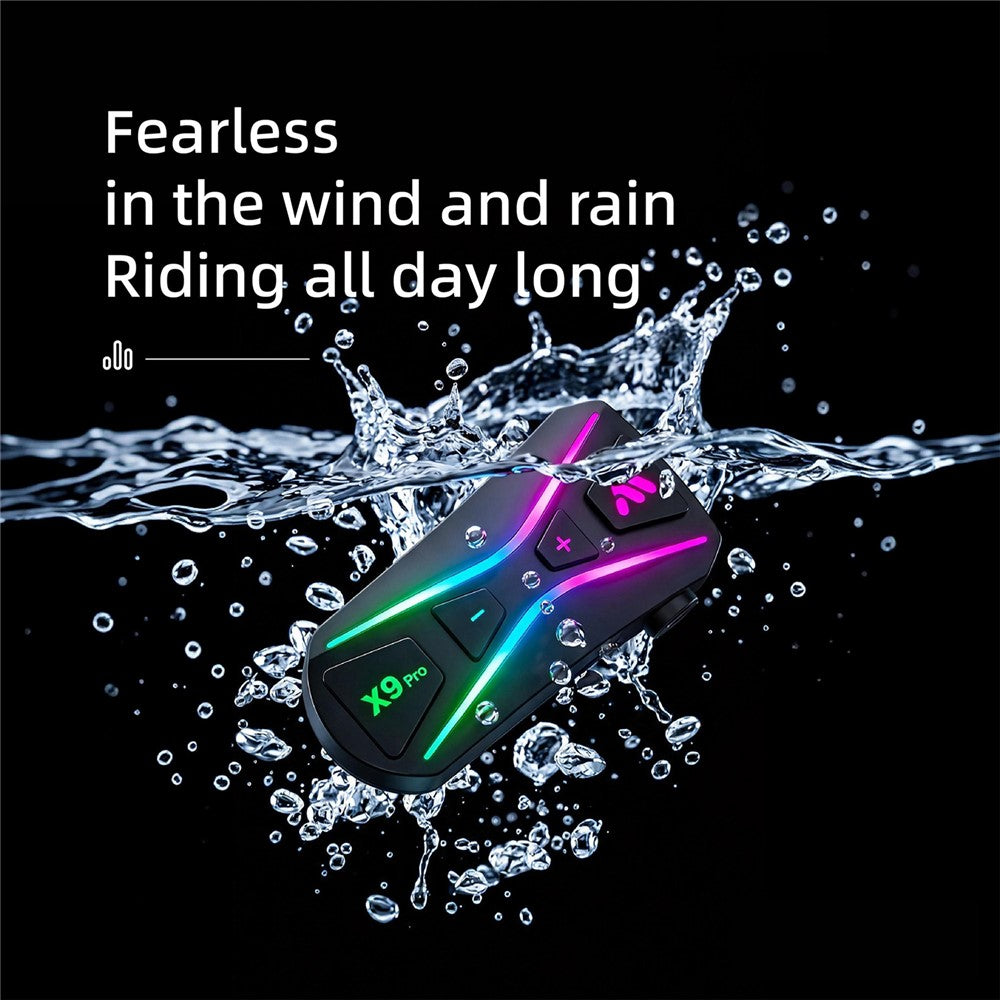 X9 Pro IPX6 Waterproof Helmet Bluetooth-compatible Earphones Wireless Motorcycle Riding Intercom Headset with Hard Mic
