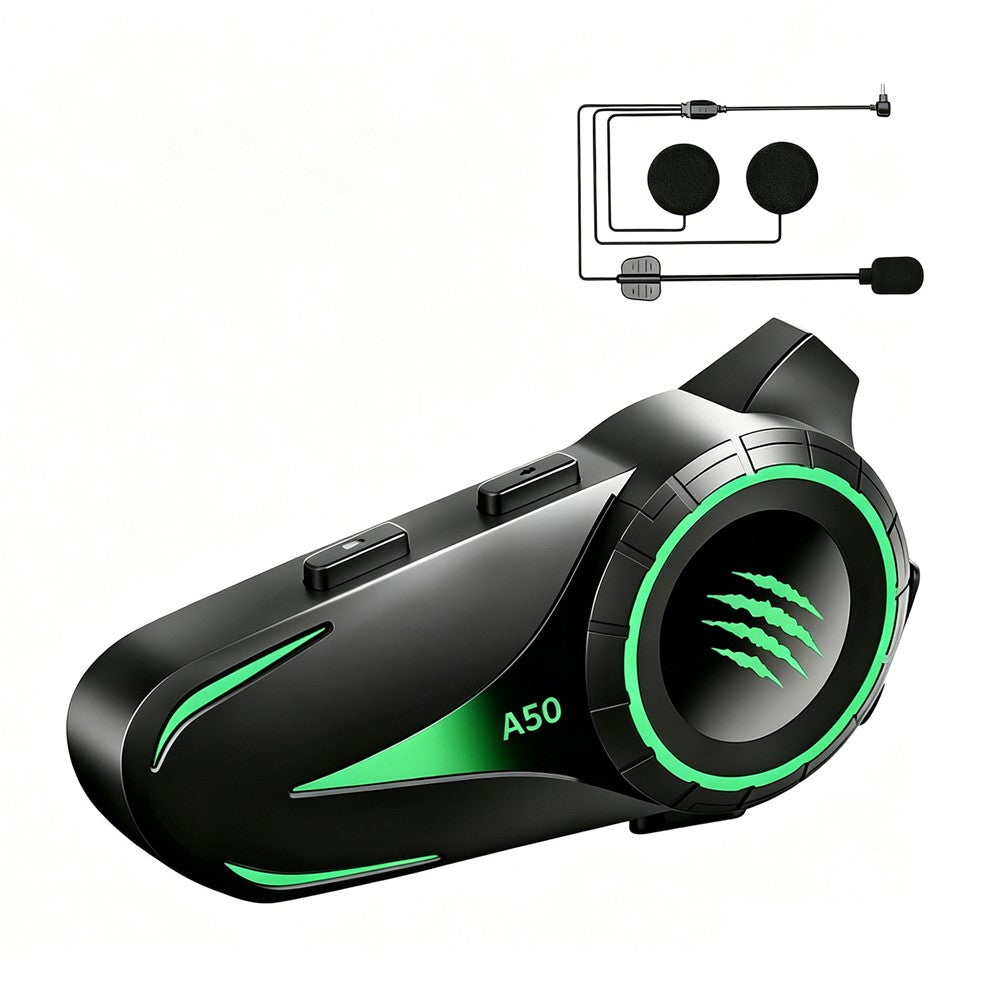 A50 Pro Hi-Fi stereolyd Motorcykelhjelm Bluetooth-kompatibel intercom-øretelefoner med hård mikrofon til kørsel