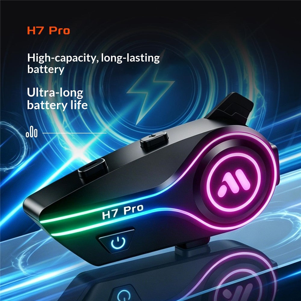 H7 Pro Hjelm Bluetooth-kompatibelt Headset IPX6 Vandtæt Støjreducerende Motorcykel Intercom Høretelefon med Hård Mikrofon