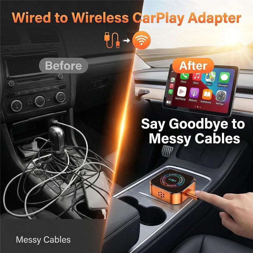 4223M 4-i-1 trådløs CarPlay Android Auto-adapter Spejling Airplay Miracast til biler med kablet CarPlay