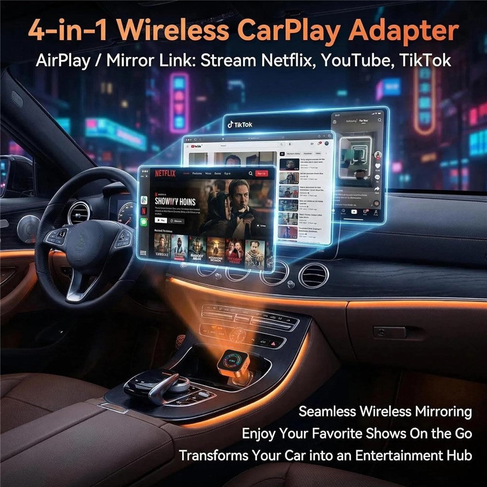 4223M 4-i-1 trådløs CarPlay Android Auto-adapter Spejling Airplay Miracast til biler med kablet CarPlay