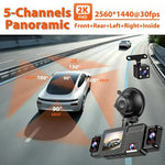 A52 5-Channel 2K WiFi Dash Cam 360 Degree Panoramic Car Driving Recorder