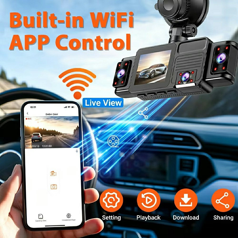 A52 5-Channel 2K WiFi Dash Cam 360 Degree Panoramic Car Driving Recorder