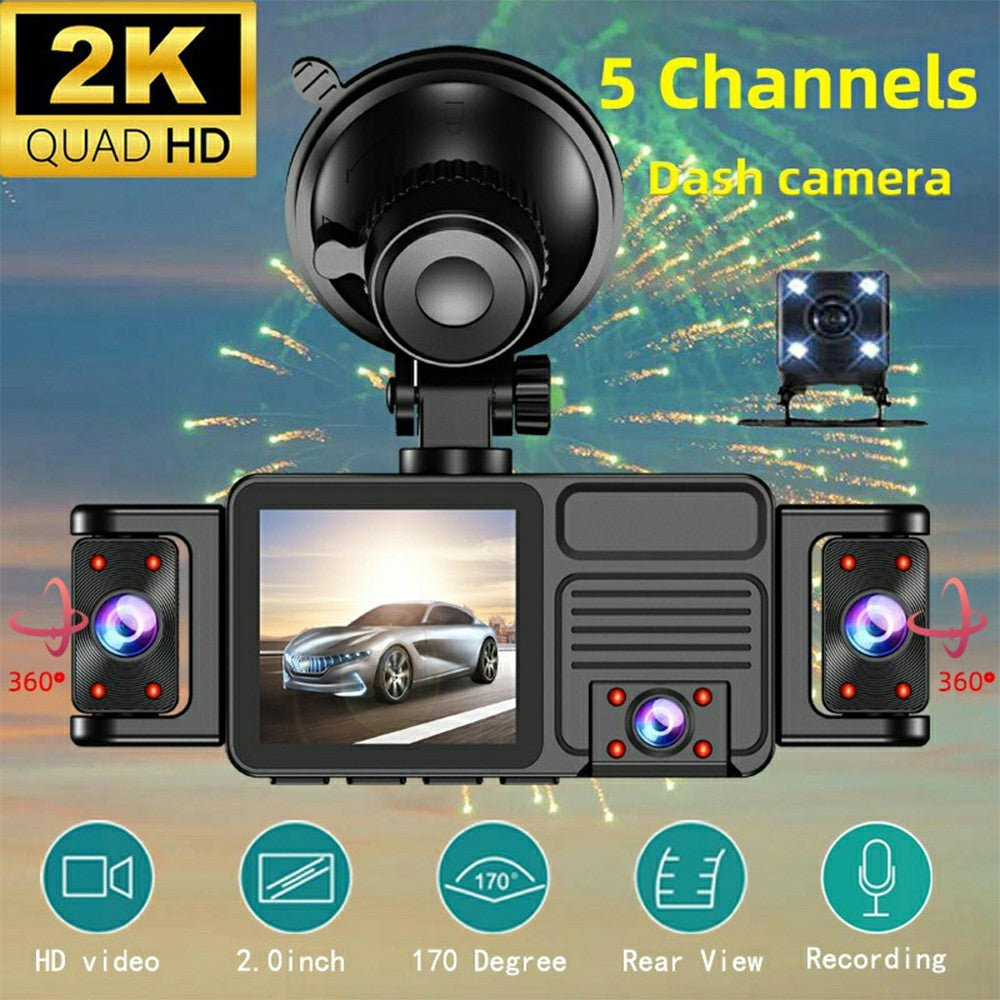 A52 5-Channel 2K WiFi Dash Cam 360 Degree Panoramic Car Driving Recorder