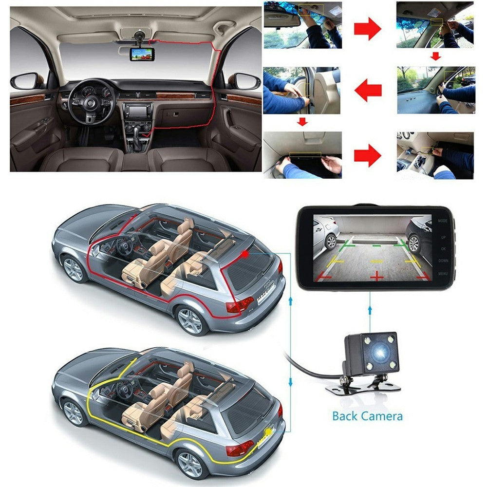 A35 4 Channel Dash Cam 1080P Full HD WiFi Car DVR with Front Left Right Rear Viewing