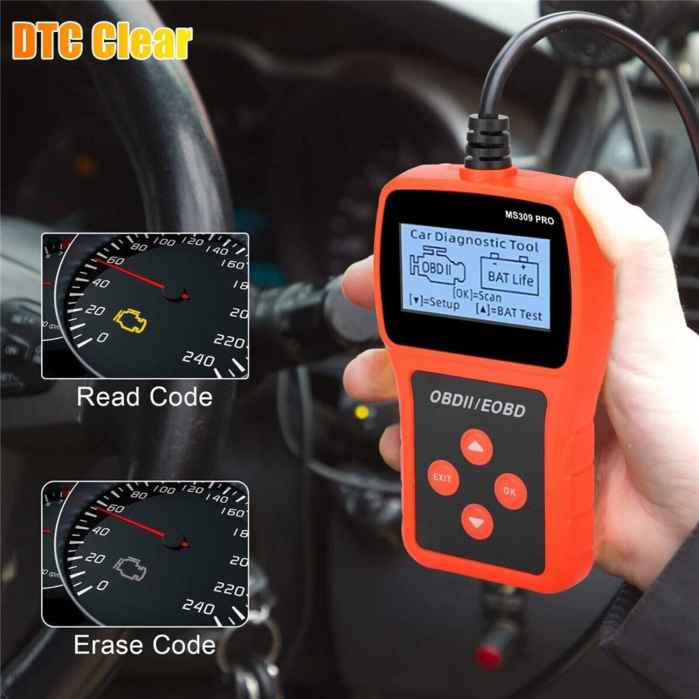 MS309 PRO OBD2 Scanner Car Diagnostic Tool Battery Tester Code Reader for 12V Gasoline Vehicles