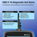 MS310 OBD2 Car Diagnostic Scanner 2.4 inch LCD Screen Code Reader Battery Tester