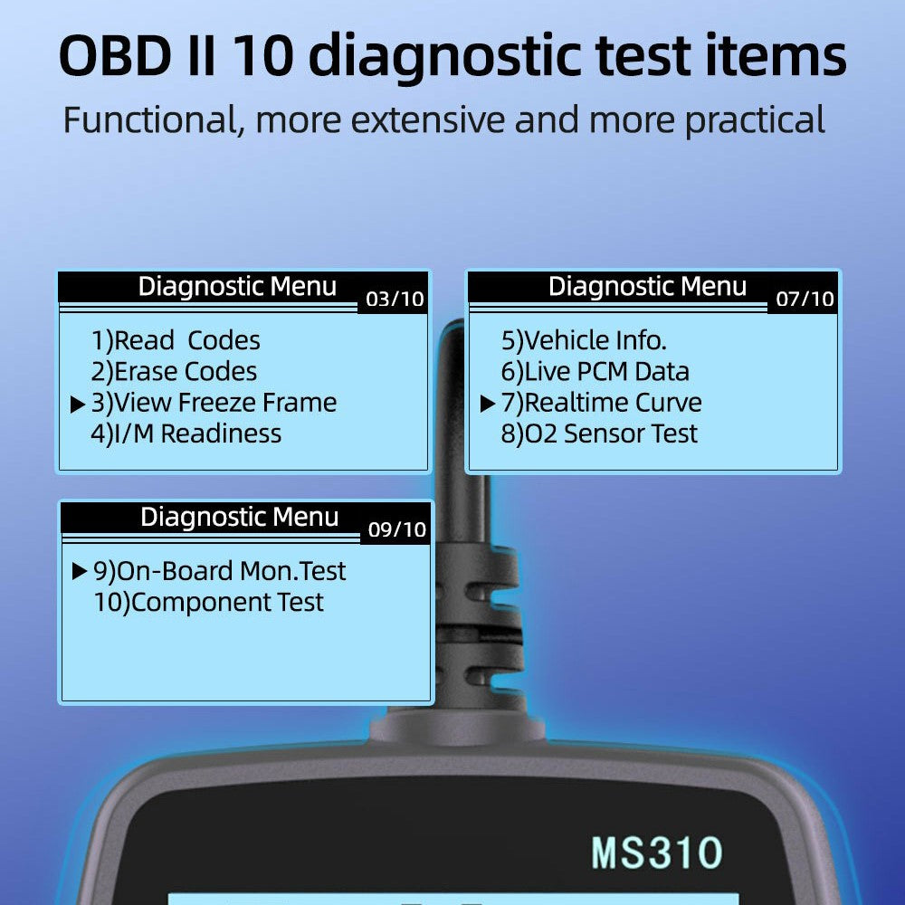 MS310 OBD2 Car Diagnostic Scanner 2.4 inch LCD Screen Code Reader Battery Tester