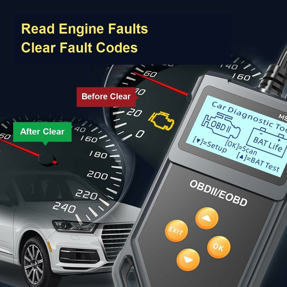 MS812 OBD2 Scanner for Fiesta II 2006-2014 Car Diagnostic Tool Battery Tester Code Reader with 7 OBD II Modes