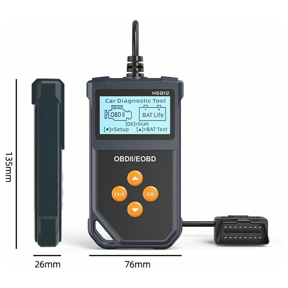 MS812 OBD2 Scanner for Fiesta II 2006-2014 Car Diagnostic Tool Battery Tester Code Reader with 7 OBD II Modes