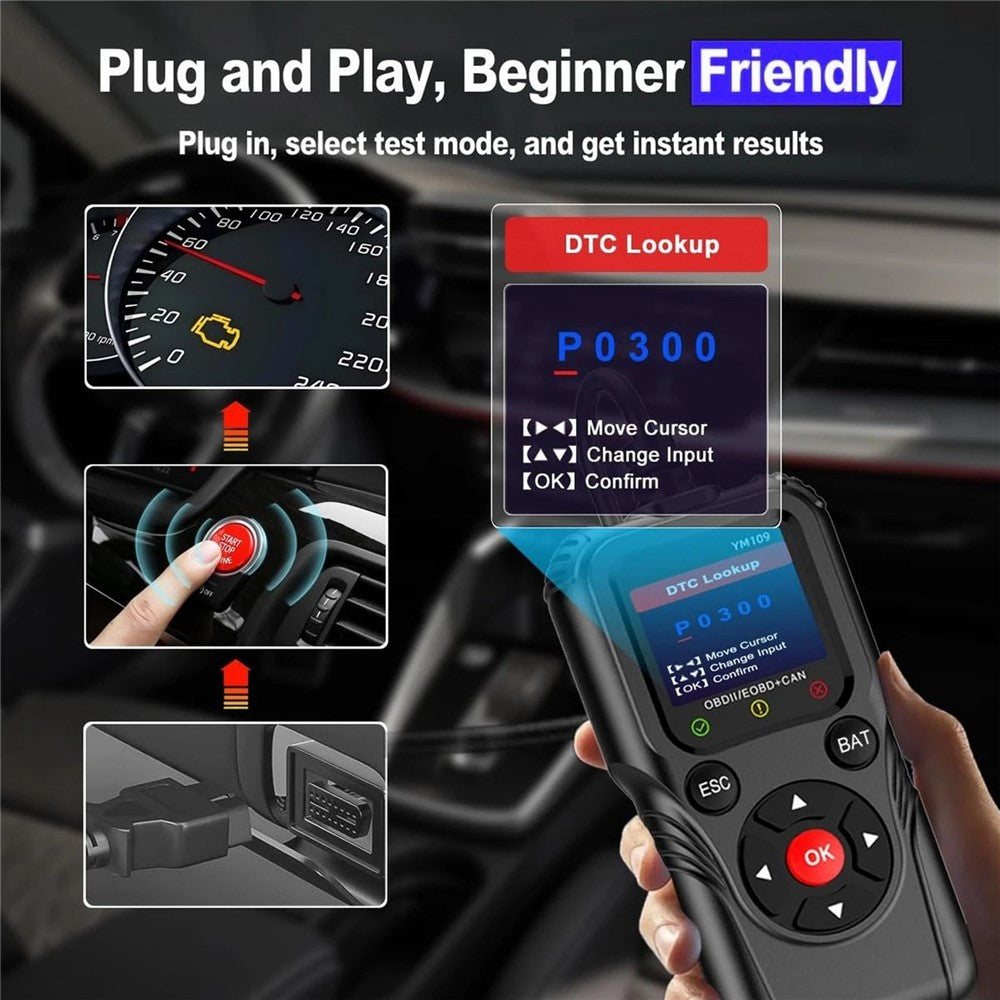 YM109 2.8 inch Color LCD OBD2 Scanner with Battery Test Car Diagnostic Code Reader
