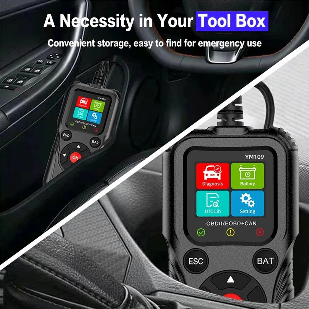 YM109 2.8 inch Color LCD OBD2 Scanner with Battery Test Car Diagnostic Code Reader
