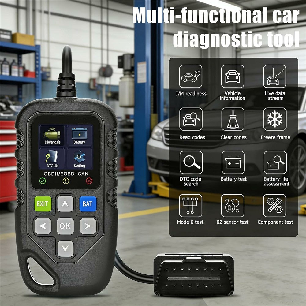 YM119 OBD2 Scanner Engine Fault Code Reader Battery Test Diagnostic Tool
