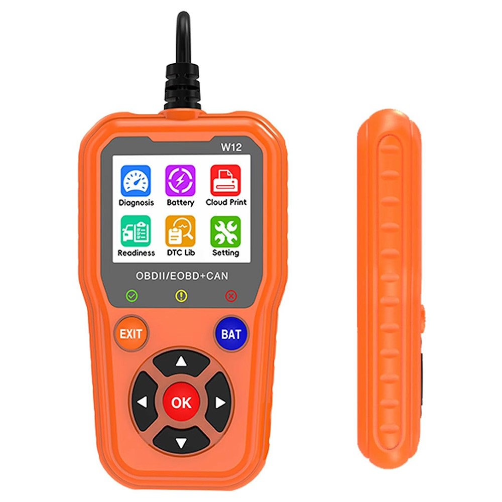 W12 OBD2 Scanner OBDII / EOBD+CAN Car Diagnostic Tool with Battery Test 35000+ DTC Lookup