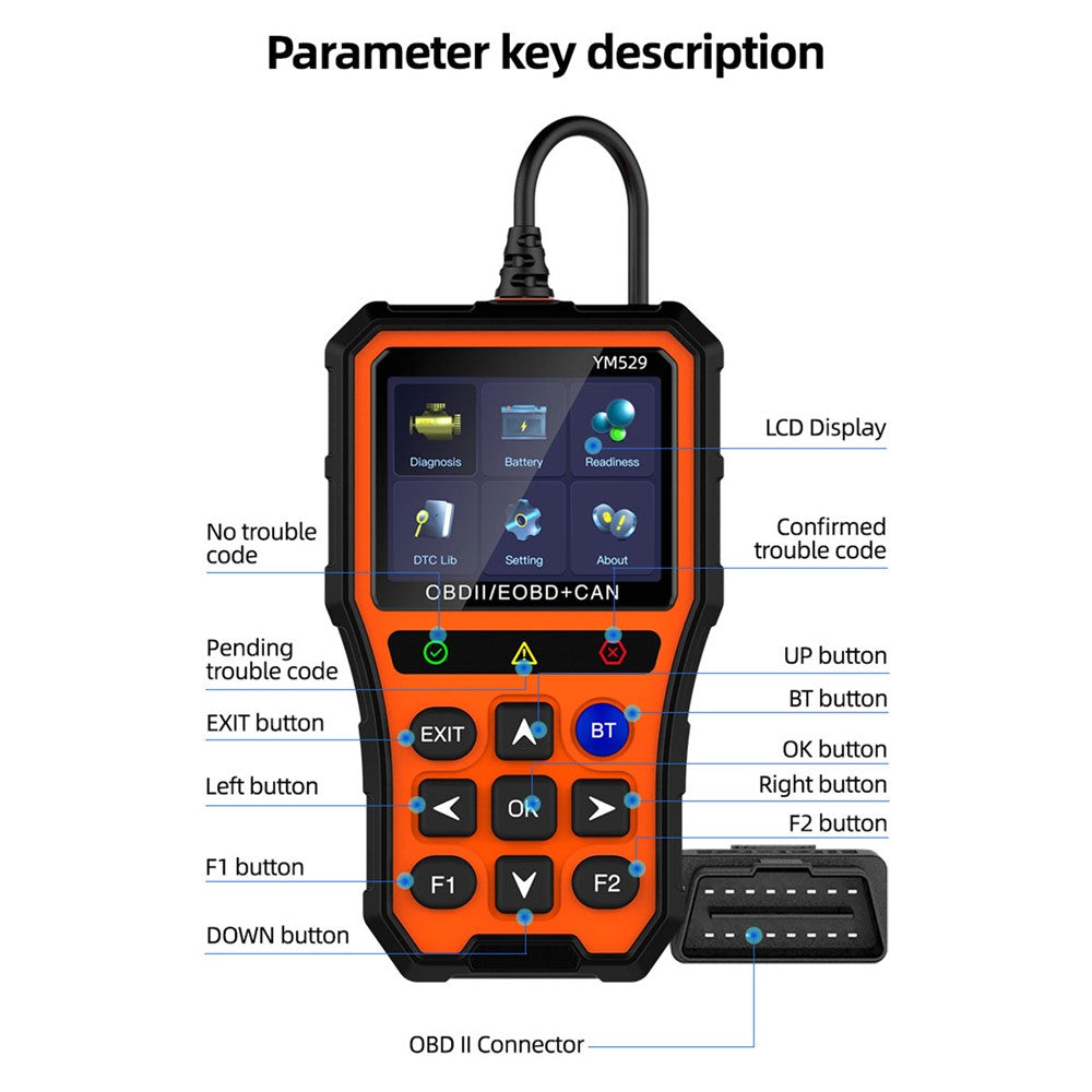 YM529 OBD2 Car Scanner Diagnostic Tool Bluetooth-compatible Live Data Battery Tester