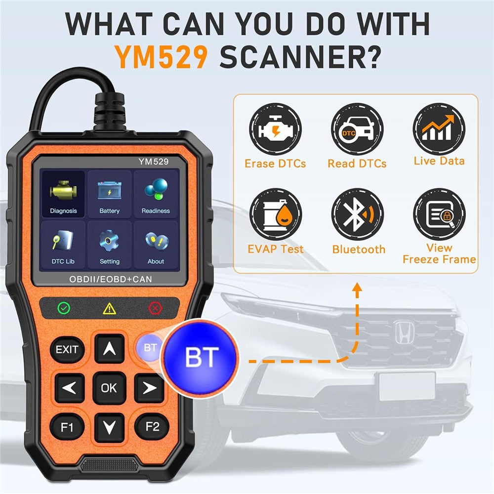 YM529 OBD2 Car Scanner Diagnostic Tool Bluetooth-compatible Live Data Battery Tester
