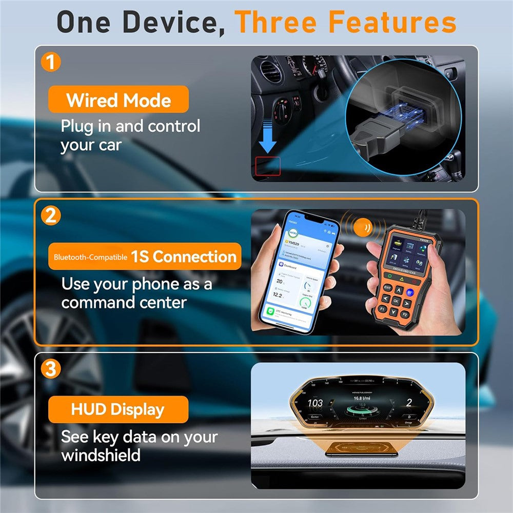 YM529 OBD2 Car Scanner Diagnostic Tool Bluetooth-compatible Live Data Battery Tester