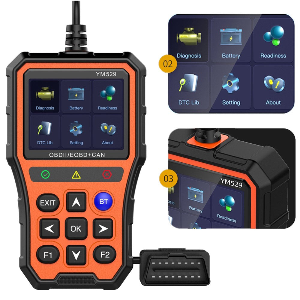 YM529 OBD2 Car Scanner Diagnostic Tool Bluetooth-compatible Live Data Battery Tester