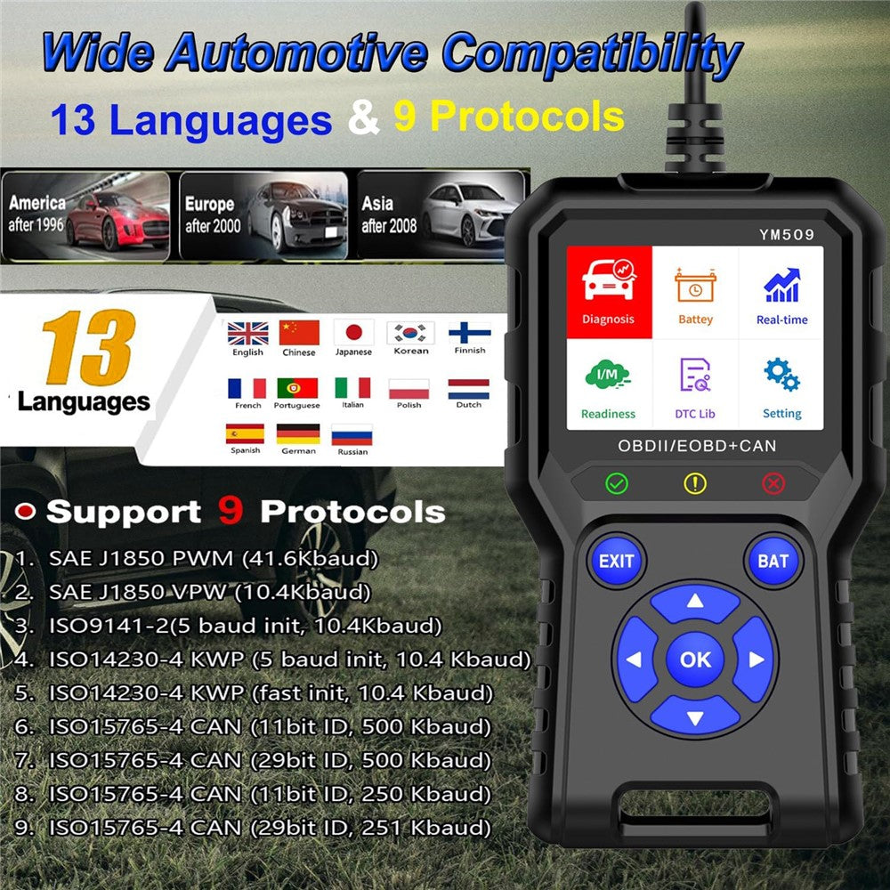 YM509 OBD2 Scanner Car Diagnostic Code Reader CAN OBDII / EOBD Professional Auto Tool
