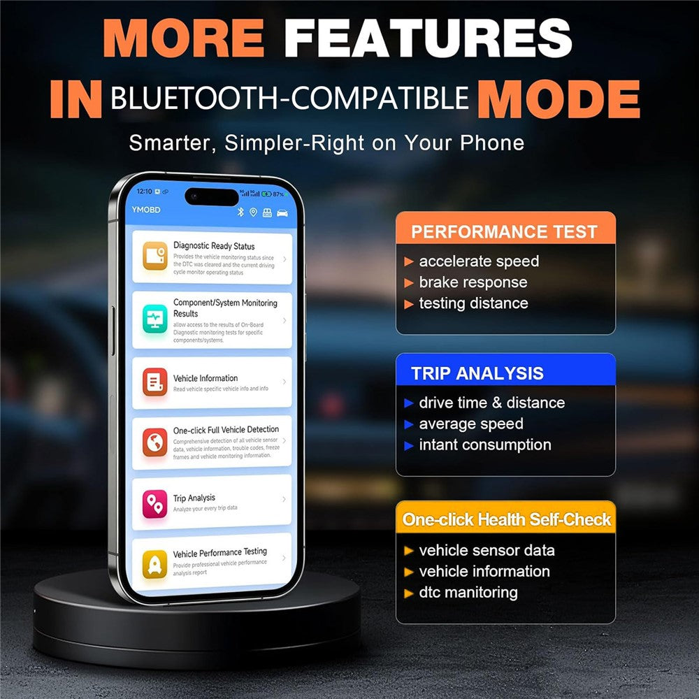 BT529 Bluetooth-compatible Car Battery Tester 2.8 inch IPS Screen OBDII Code Scanner