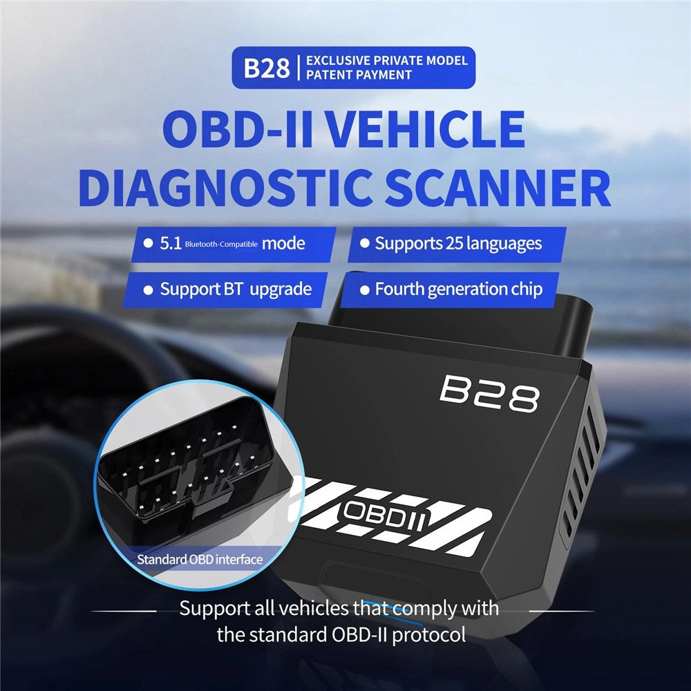 B28 OBD2 Scanner ELM327 Bluetooth-compatible 5.1 Car Engine Diagnostic Code Reader