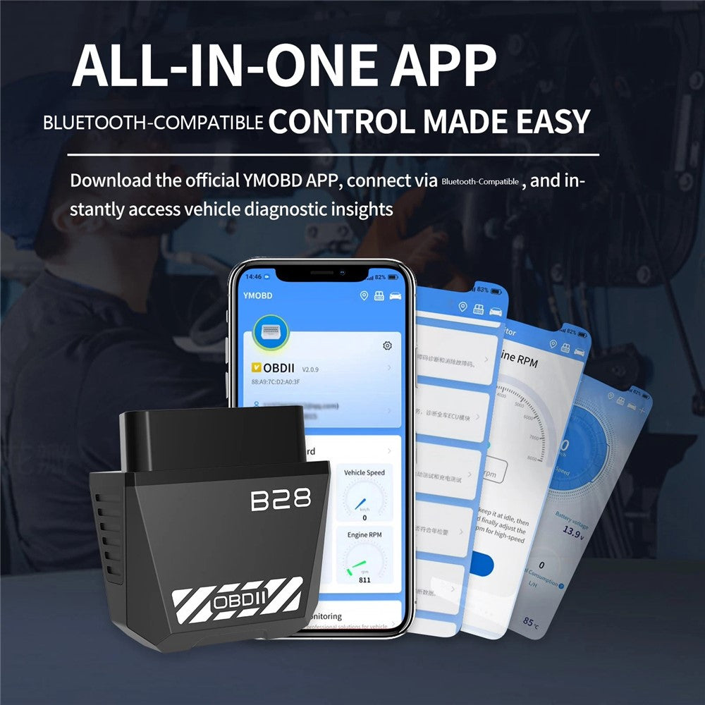 B28 OBD2 Scanner ELM327 Bluetooth-compatible 5.1 Car Engine Diagnostic Code Reader