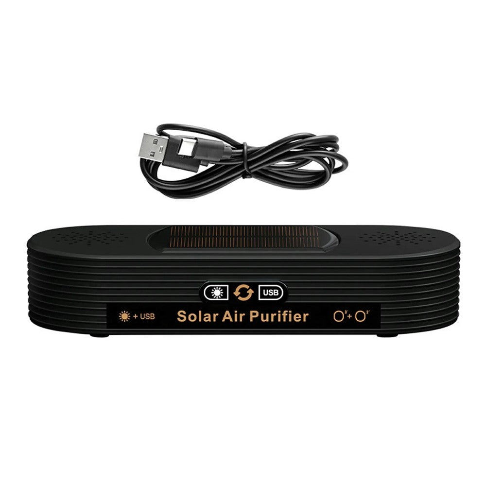 Solar Car Air Purifier 15 Million Negative Ions 0.5W USB Powered Odor Remover for Vehicle